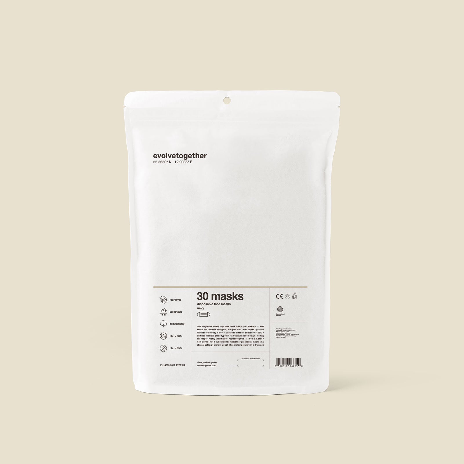 evolvetogether 【未開封】白　30 face masks pack malmö - 30 khaki face masks – evolvetogether