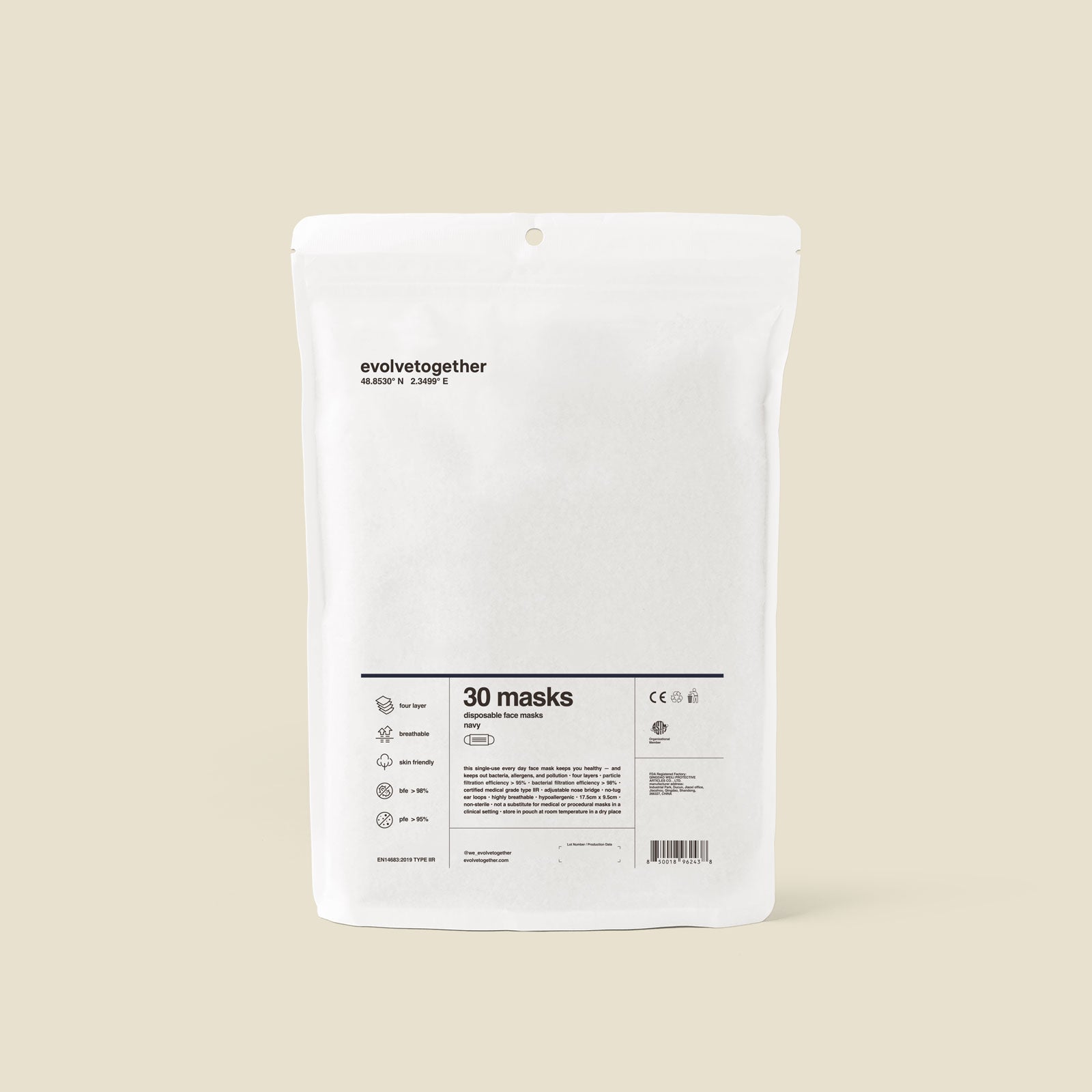 evolvetogether 【未開封】白　30 face masks pack evolvetogether 【未開封】白 30 face masks pack - メルカリ